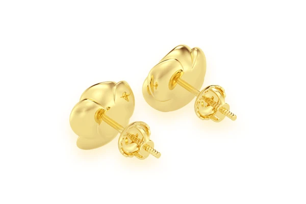 Rose Flower Diamond Stud Earrings 14k Solid Gold 0.02ctw