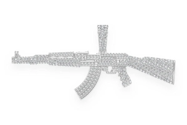 Icebox - Ak47 Diamond Pendant 14k Solid Gold 3.25ctw