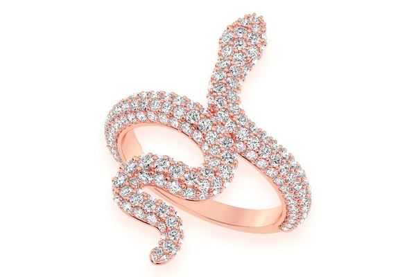 Wrapped Snake Diamond Ring 14k Solid Gold 2.00ctw