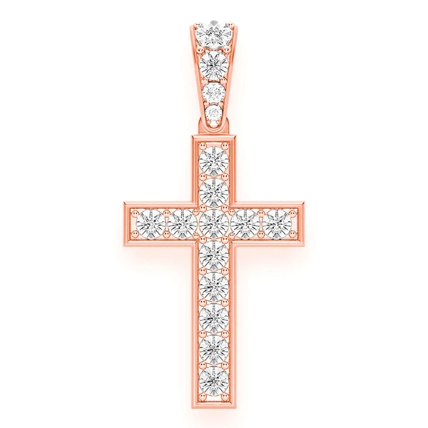 Miracle Set Cross Diamond Pendant 14k Solid Gold 0.25ctw