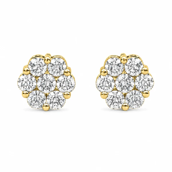 Flower Stud Earrings 14k   1.50ctw