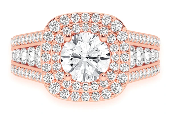 1.00ct Round Solitaire - Double Halo - Diamond Engagement Ring - All Natural