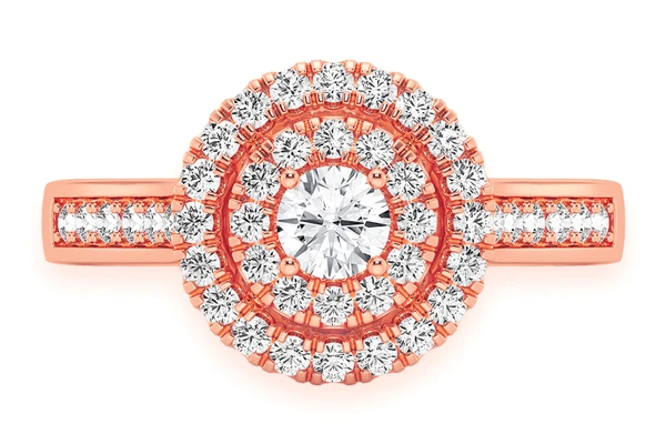 0.75ctw Round Double Halo - Diamond Engagement Ring - All Natural