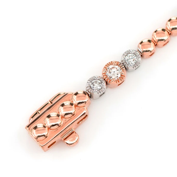 Beaded Milgrain Trio Diamond Bracelet 14k Solid Gold 0.60ctw