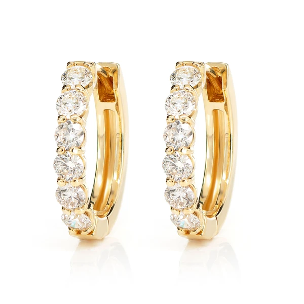 8pt Diamond Hoop Earrings 14k Solid Gold 1.00ctw 