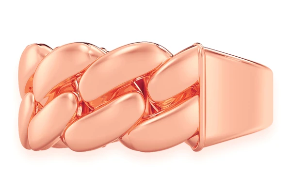 Wide Miami Cuban Band Ring 14k Solid Gold