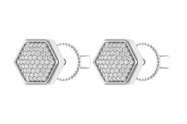 Hexagon Cluster Diamond Stud Earrings 14k Solid Gold 0.20ctw 