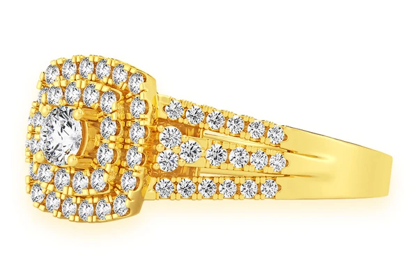 0.75ctw Round Double Halo - Diamond Engagement Ring - All Natural