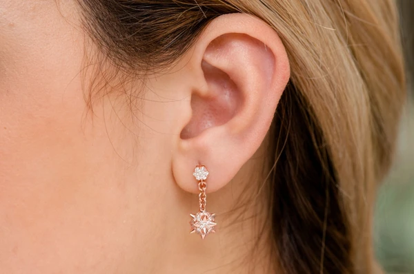 Spike Ball Dangling Diamond Earrings 14k Solid Gold 1.20ctw