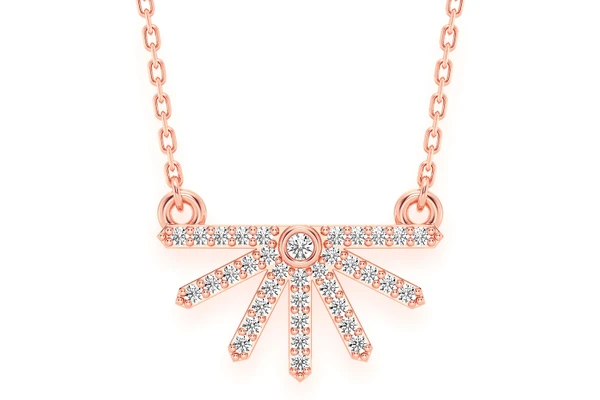 Half Geometric Sun Pendant Pendant 14k Yellow Gold 0.14ctw