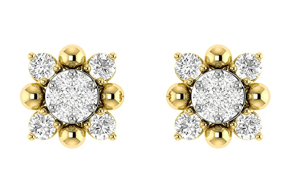 Starburst Diamond Stud Earrings 14k Solid Gold 0.20ctw 