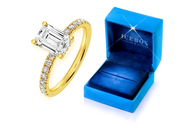 Thinn - 1.00ct Emerald Solitaire Cut One Row Under Halo Diamond Ring 14k Solid Gold