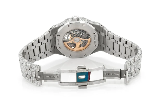 Custom Audemars Piguet Royal Oak Skeleton Steel - 25.00ctw Fully Iced Out