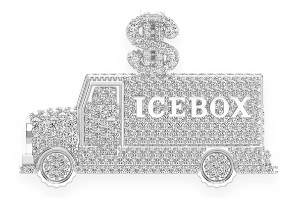 Icebox Money Truck Diamond Pendant 14k Solid Gold 1.50ctw