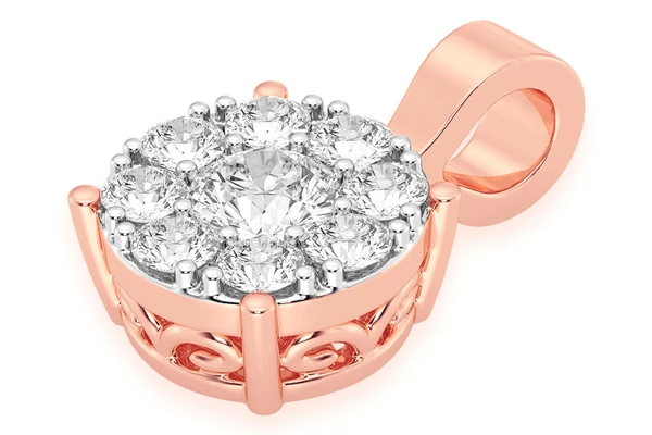 Mosaic Diamond Pendant 14k Solid Gold 0.75ctw