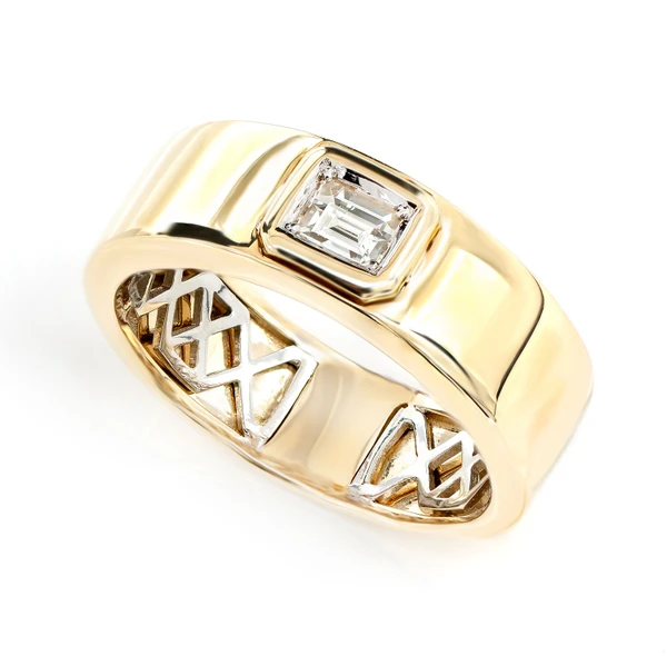 Single Baguette Bezel Diamond Band 14k Solid Gold 0.25ctw