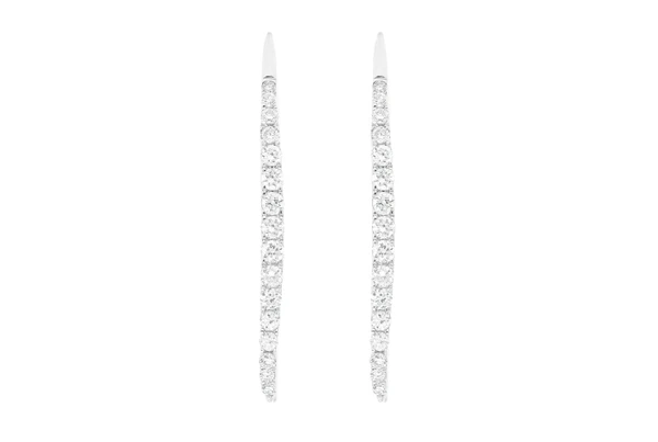 Slip Dangling Hoop Diamond Earrings 14k Solid Gold 0.30ctw