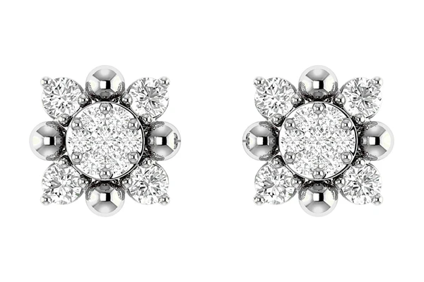 Starburst Diamond Stud Earrings 14k Solid Gold 0.20ctw 
