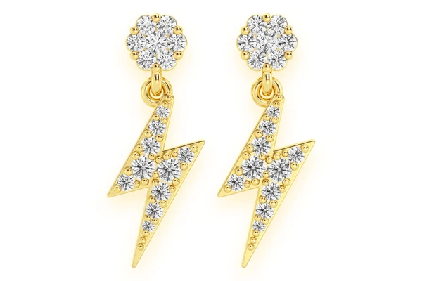 Lightning Bolt Stud Dangling Diamond Earrings 14k Solid Gold 0.50ctw