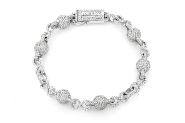 Infinity Bead Link Diamond Bracelet 14k Solid Gold 12.50ctw