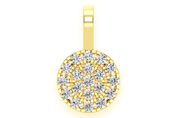 Round Two Tier Halo Diamond Pendant 14k Solid Gold 0.75ctw