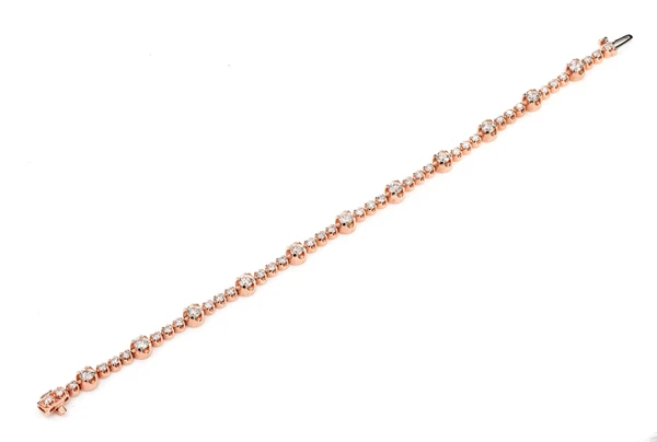 Eleven Station Crown Set Diamond Tennis Bracelet 14k Solid Gold 3.70ctw 