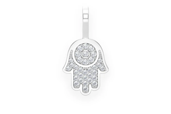 Hamsa Diamond Pendant 14k Solid Gold 0.20ctw