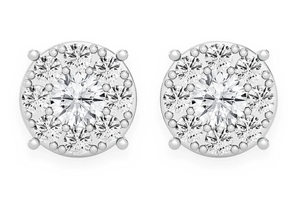 2.00ctw Mosaic Diamond Stud Earrings 14k Solid Gold