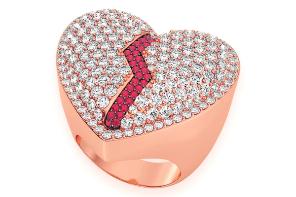 Broken Heart Signet Ring 14k Solid Gold 5.00ctw