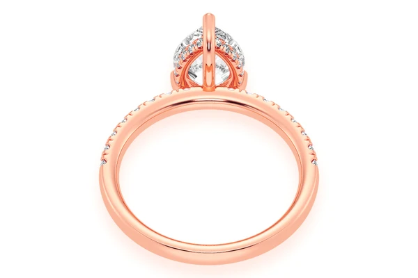 Thinn - 2.00ct Pear Solitaire - One Row Under Halo - Diamond Engagement Ring - All Natural