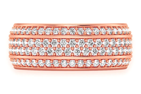  Four Row Beveled Diamond Band 14k Solid Gold 1.45ctw