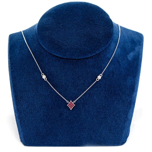 Diamond Playing Cardsymbol Pendant Attached Necklace 14k Solid Gold 0.25ctw