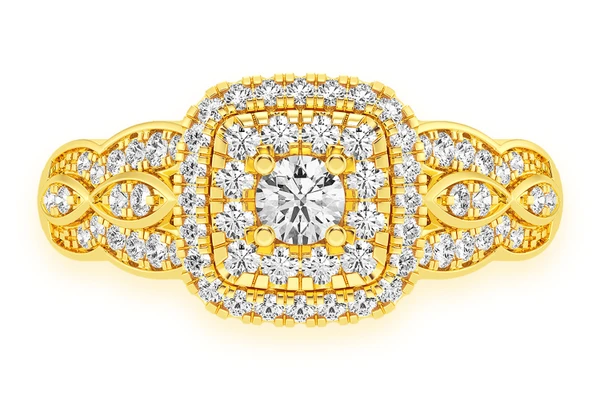 0.50ctw Three Layer Square Halo - Diamond Engagement Ring - All Natural