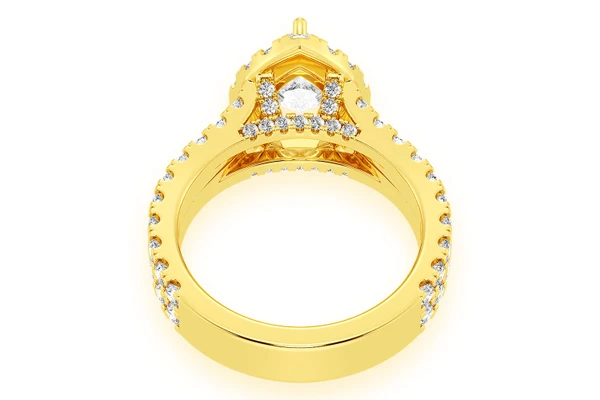 Sphinx - 1.50ct Pear Solitaire - Two Row Split Scallop - Diamond Engagement Ring - All Natural