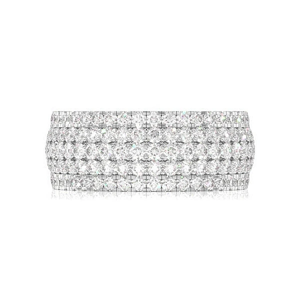 Multi Row French Pave Diamond Band 14k Solid Gold 2.00ctw