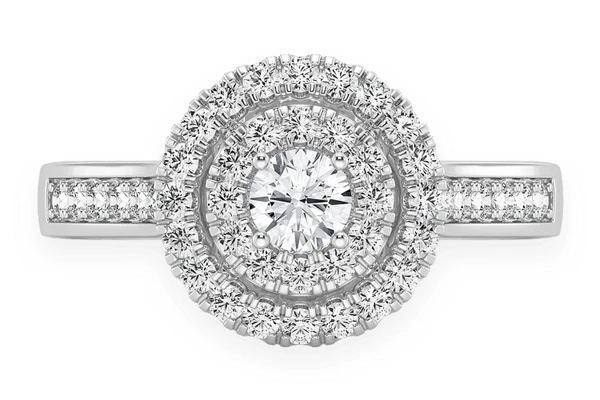 0.75ctw Round Double Halo - Diamond Engagement Ring - All Natural