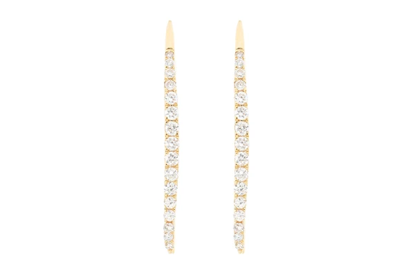 Slip Dangling Hoop Diamond Earrings 14k Solid Gold 0.30ctw