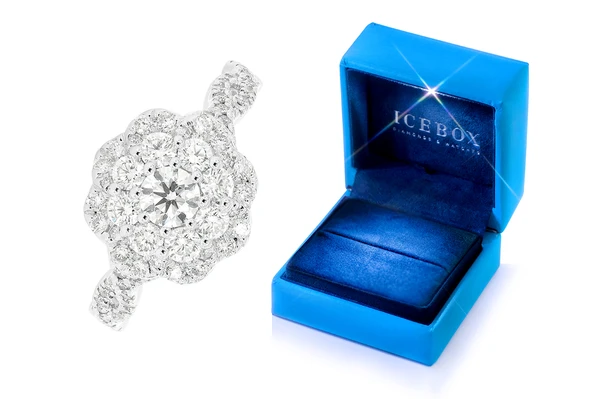 1.00ctw - Twisted Halo Flower - Diamond Engagement Ring - All Natural