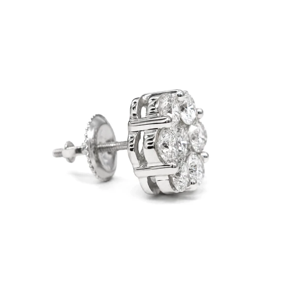 Flower Stud Earrings 14k   2.00ctw