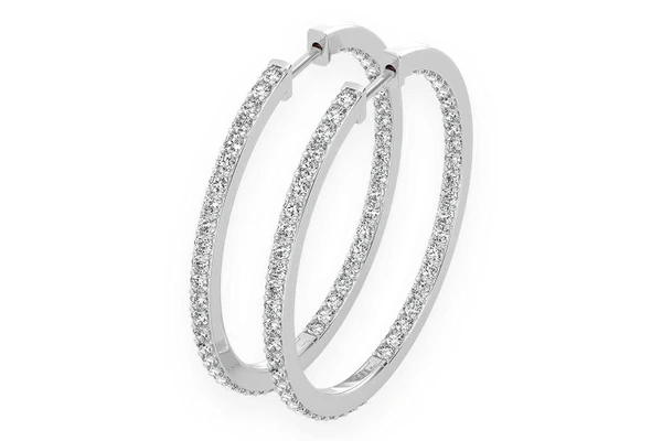 Medium Inside-Out Hoop Diamond Earrings 14k Solid Gold 2.75ctw