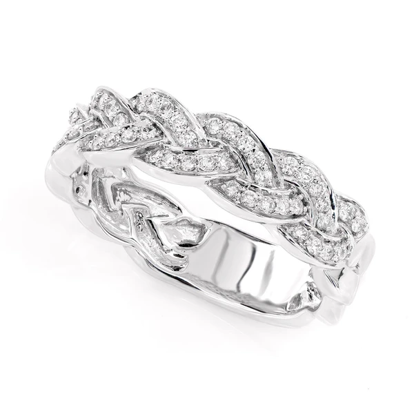 Braided Diamond Band 14k Solid Gold 0.33ctw