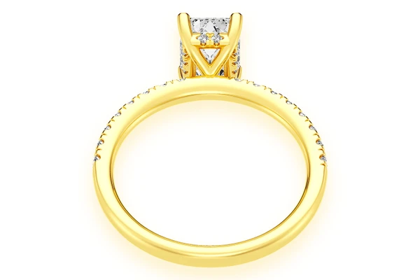 Thinn - 1.00ct Emerald Solitaire Cut One Row Under Halo Diamond Ring 14k Solid Gold
