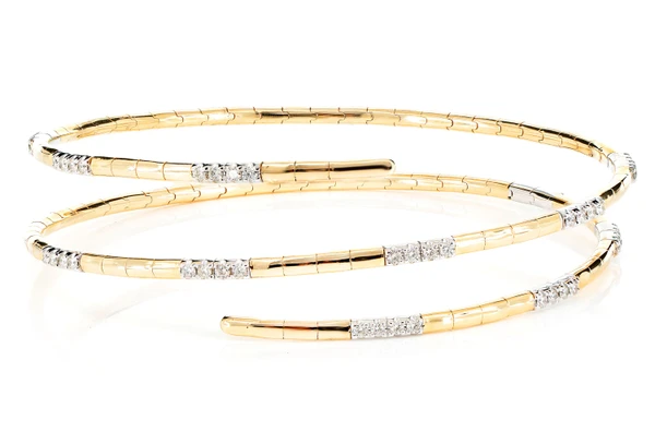 Wrap Flex Diamond Bangle Bracelet 14k Solid Gold 0.60ctw