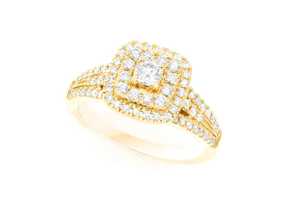 0.75ctw - Cushion Two Tier Halo - Diamond Engagement Ring - All Natural