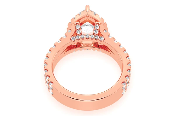 Sphinx - 2.00ct Pear Solitaire - Two Row Split Scallop - Diamond Engagement Ring - All Natural Diamonds