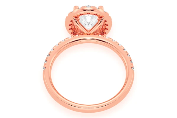 Thav - 1.00ct Oval Solitaire - Scallop Halo One Row - Diamond Engagement Ring - All Natural Vs Diamonds