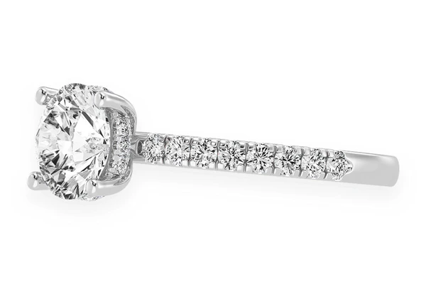 Thinn - 0.50ct Round Solitaire - One Row Under Halo - Diamond Engagement Ring - All Natural Vs Diamonds
