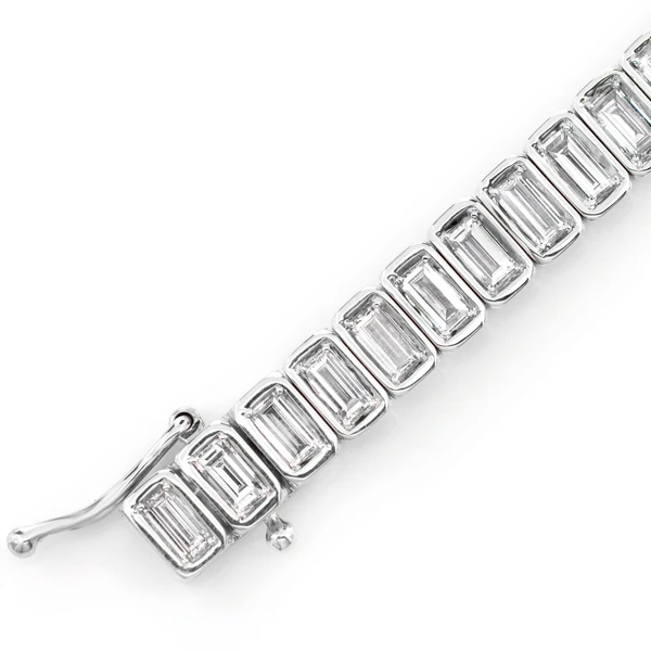 Diamond Bezel Baguette Link Bracelet 14k Solid Gold 6.70ctw