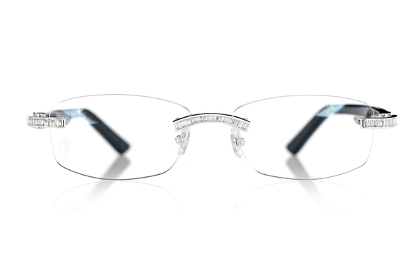 Cartier Glasses Iced Out Diamonds Rimless - 1.62ctw - White Gold