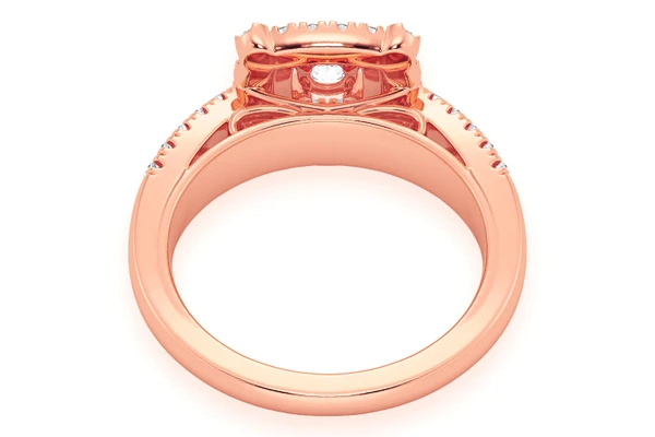 0.75ctw Square Double Halo - Diamond Engagement Ring - All Natural